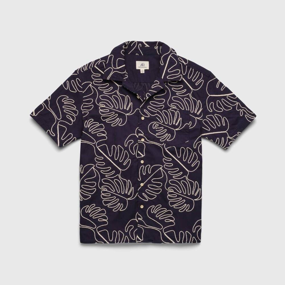 NEW SURFSIDE SUPPLY men's mariner camp collar shirt in navy blazer